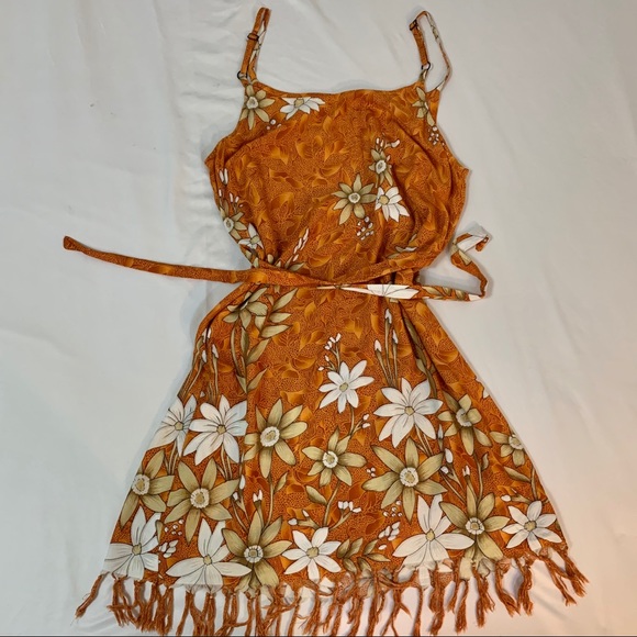 Burnt orange floral summer dress - Picture 1 of 3